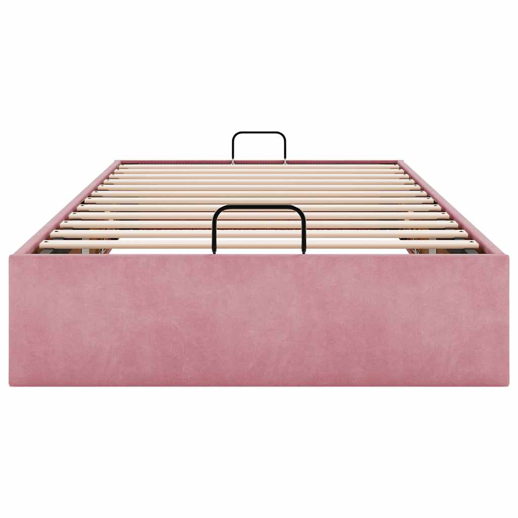 Struttura Letto Pouf Senza Materasso Rosa 100x200 cm Velluto