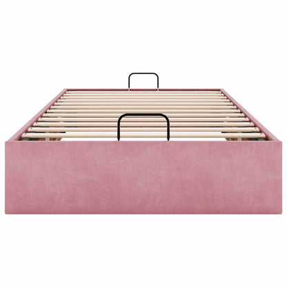Struttura Letto Pouf Senza Materasso Rosa 100x200 cm Velluto