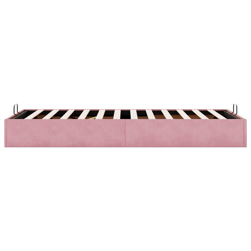 Struttura Letto Pouf Senza Materasso Rosa 100x200 cm Velluto