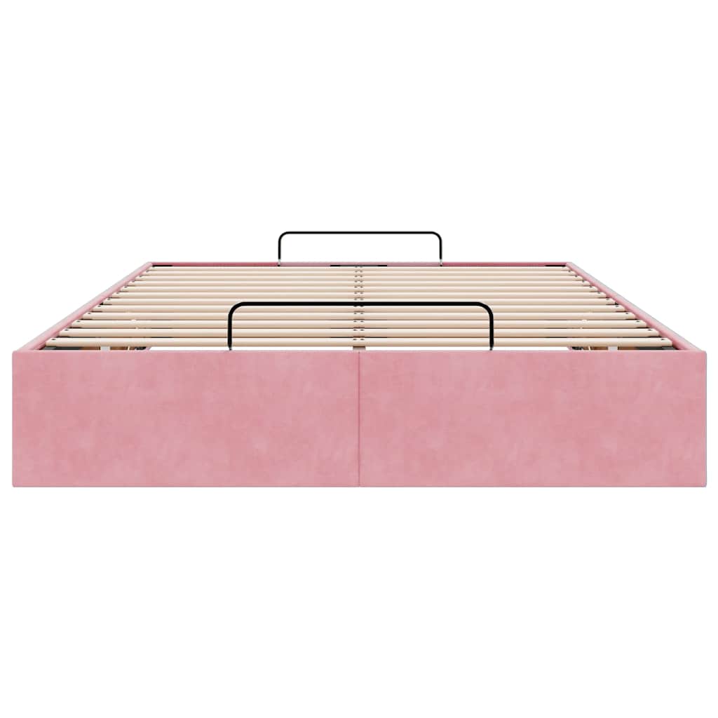 Struttura Letto Pouf Senza Materasso Rosa 120x190 cm Velluto