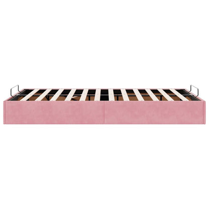 Struttura Letto Pouf Senza Materasso Rosa 120x190 cm Velluto