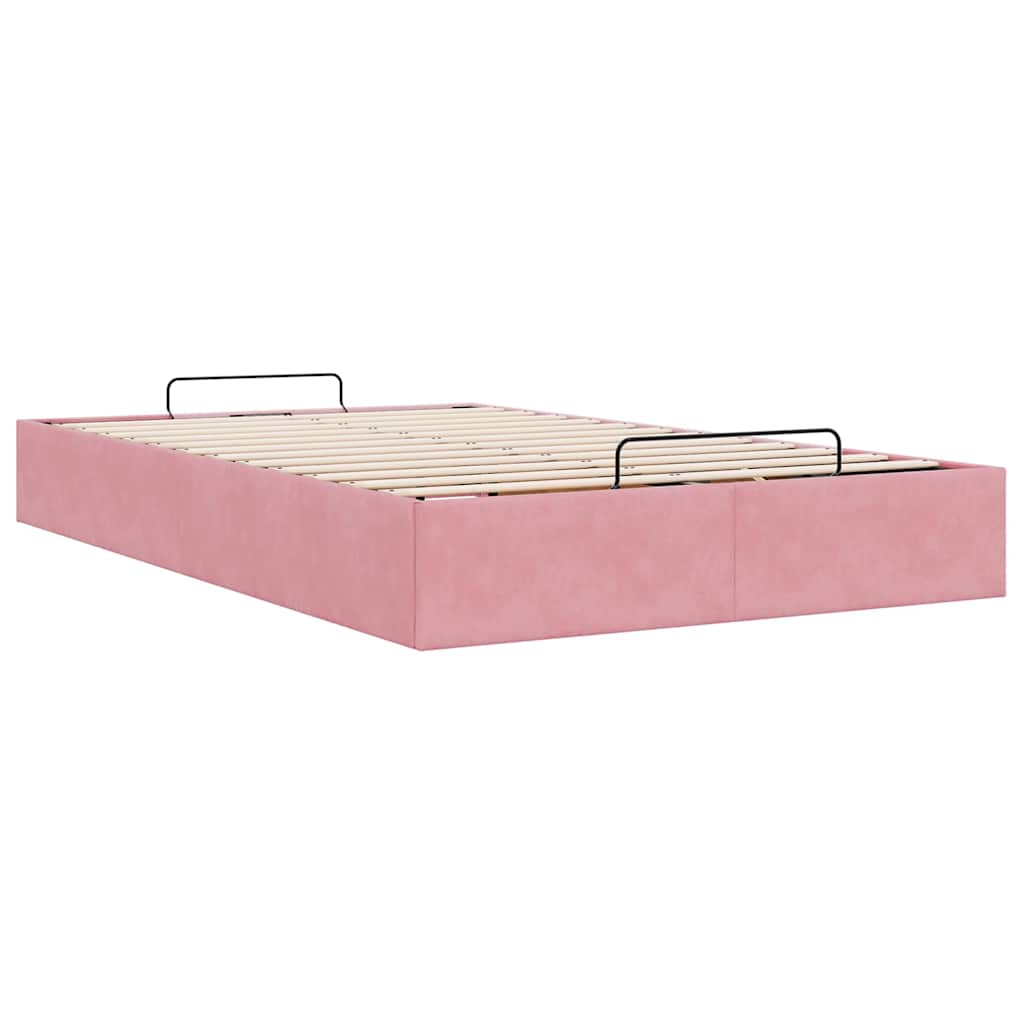 Struttura Letto Pouf Senza Materasso Rosa 120x190 cm Velluto
