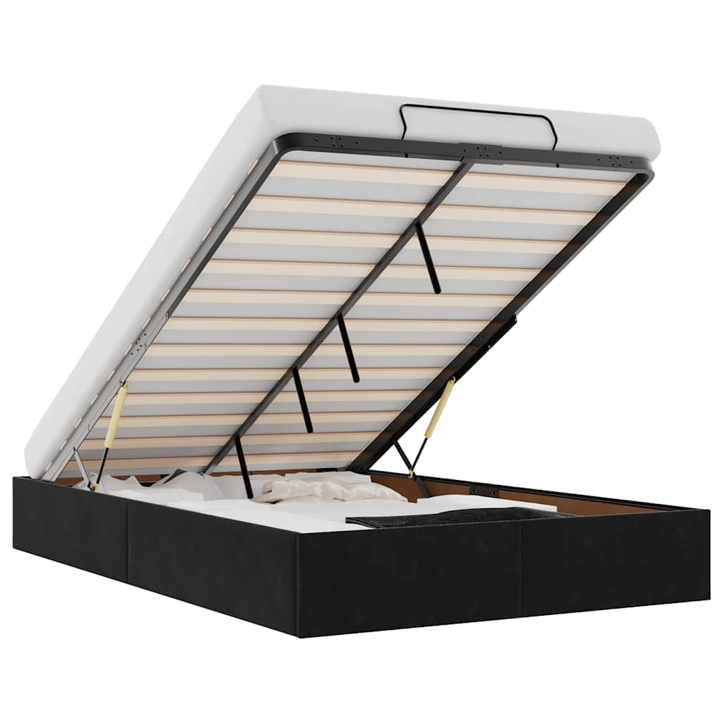 Struttura Letto Pouf Senza Materasso Nero 120x200 cm Velluto - homemem39