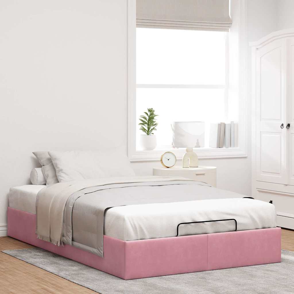 Struttura Letto Pouf Senza Materasso Rosa 120x200 cm Velluto | homemem39