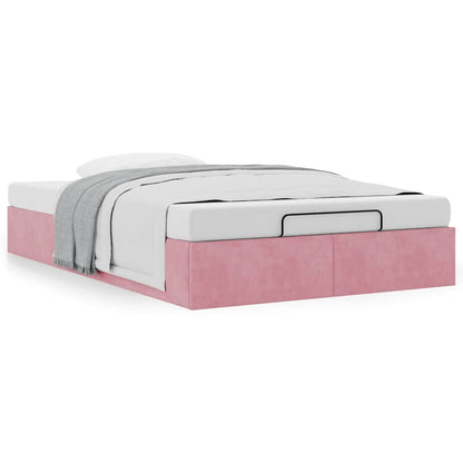 Struttura Letto Pouf Senza Materasso Rosa 120x200 cm Velluto