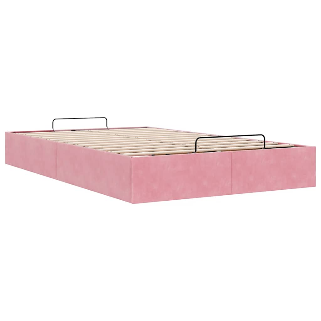 Struttura Letto Pouf Senza Materasso Rosa 120x200 cm Velluto | homemem39
