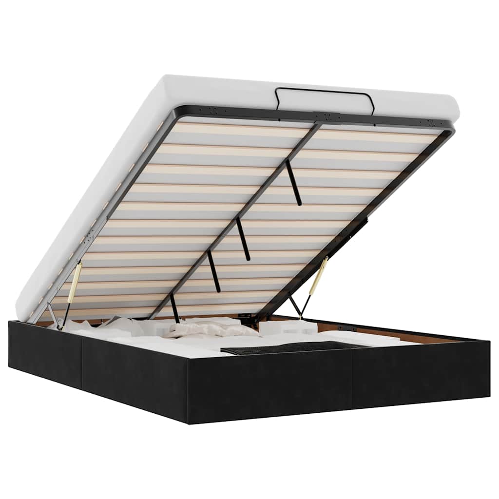 Struttura Letto Pouf senza Materasso Nero 140x190 cm in Velluto - homemem39