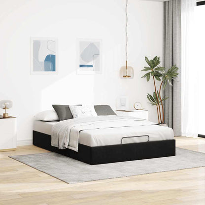 Struttura Letto Pouf senza Materasso Nero 140x190 cm in Velluto