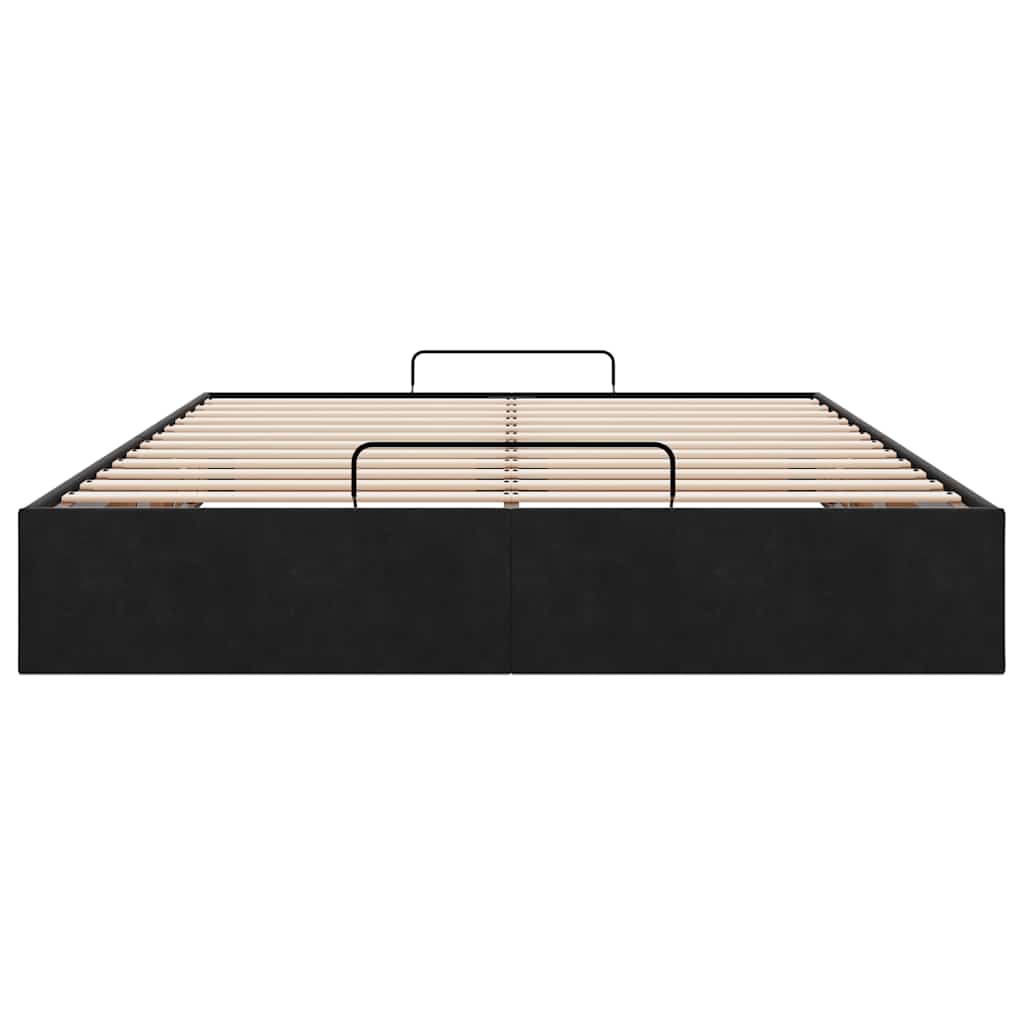 Struttura Letto Pouf senza Materasso Nero 140x190 cm in Velluto