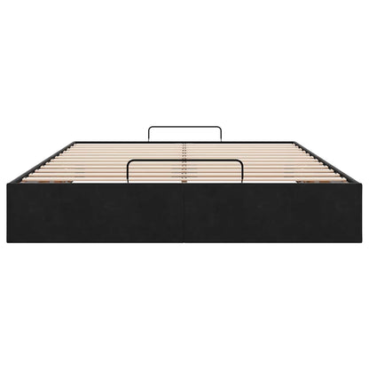 Struttura Letto Pouf senza Materasso Nero 140x190 cm in Velluto