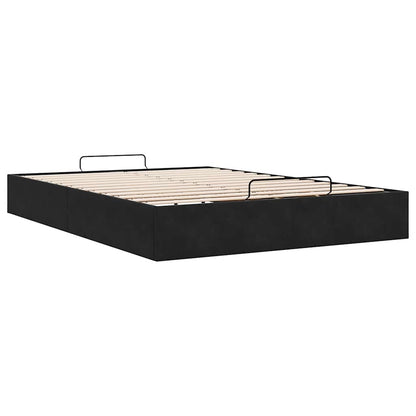 Struttura Letto Pouf senza Materasso Nero 140x190 cm in Velluto