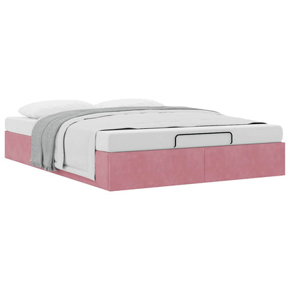 Struttura Letto Pouf senza Materasso Rosa 140x200 cm in Velluto
