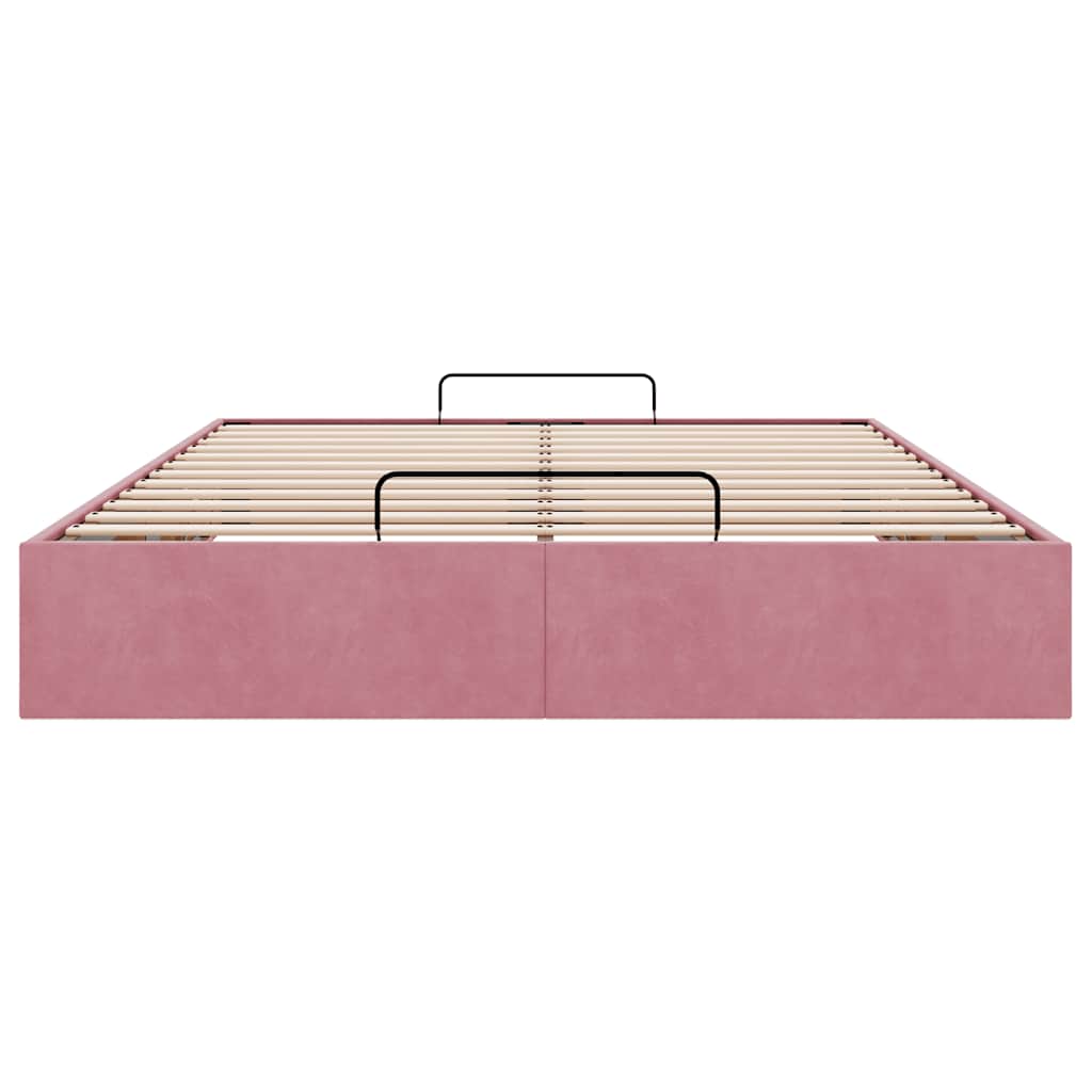 Struttura Letto Pouf senza Materasso Rosa 140x200 cm in Velluto - homemem39