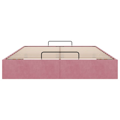 Struttura Letto Pouf senza Materasso Rosa 140x200 cm in Velluto
