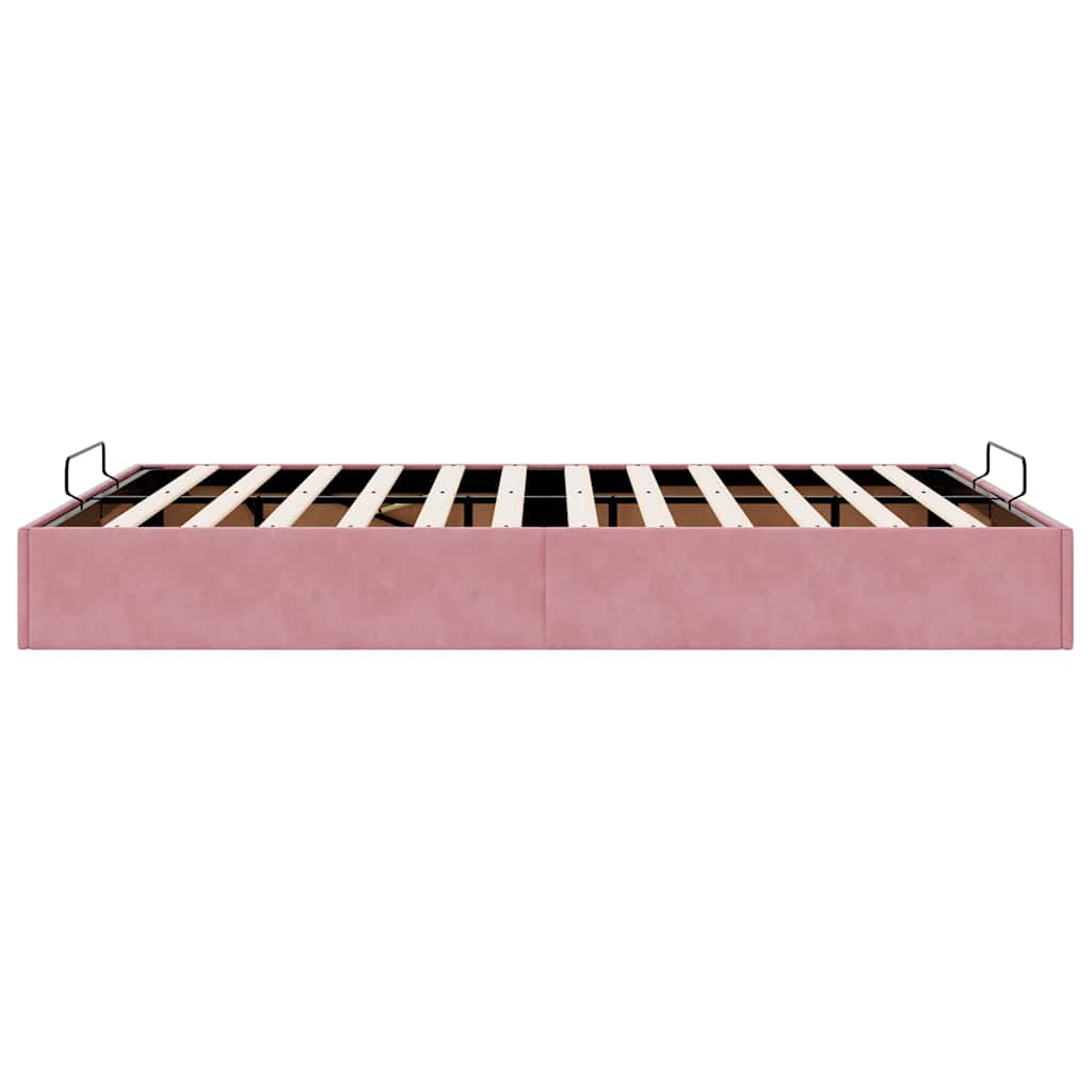 Struttura Letto Pouf senza Materasso Rosa 140x200 cm in Velluto