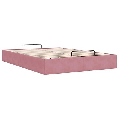 Struttura Letto Pouf senza Materasso Rosa 140x200 cm in Velluto