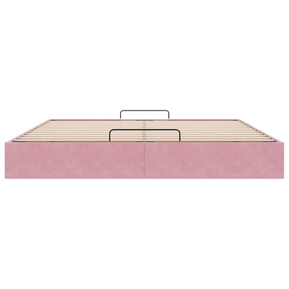 Struttura Letto Pouf senza Materasso Rosa 160x200 cm in Velluto - homemem39