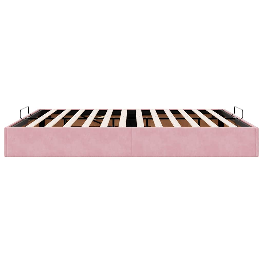 Struttura Letto Pouf senza Materasso Rosa 160x200 cm in Velluto