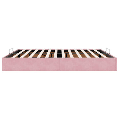Struttura Letto Pouf senza Materasso Rosa 160x200 cm in Velluto