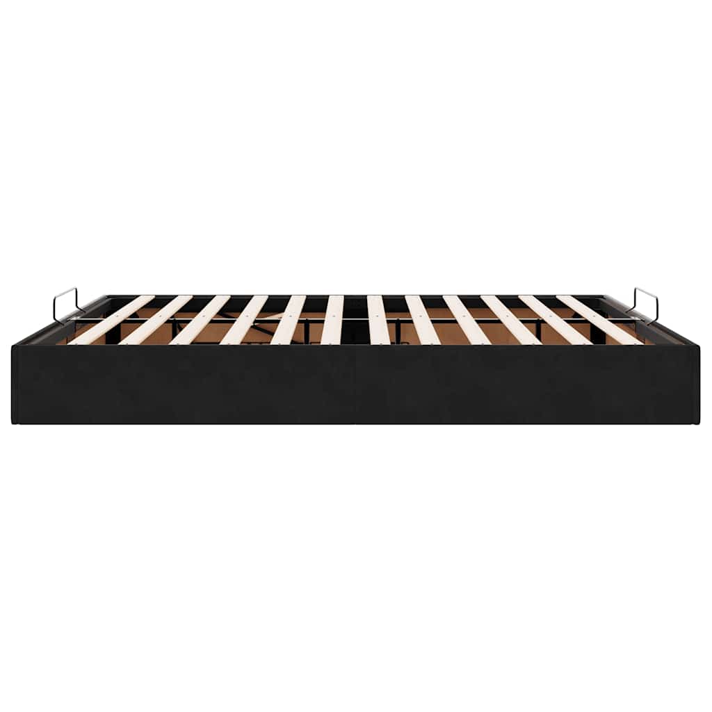 Struttura Letto Pouf senza Materasso Nero 180x200 cm in Velluto