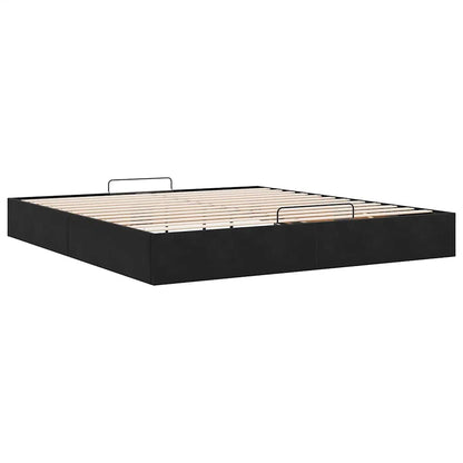 Struttura Letto Pouf senza Materasso Nero 180x200 cm in Velluto