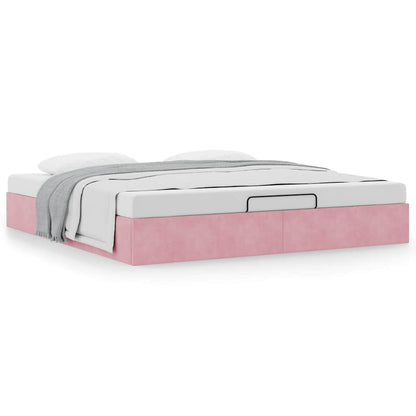 Struttura Letto Pouf senza Materasso Rosa 180x200 cm in Velluto