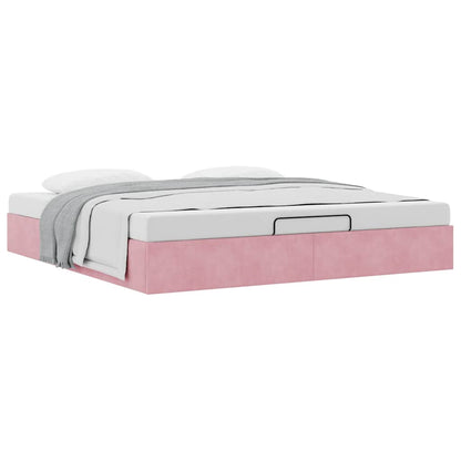 Struttura Letto Pouf senza Materasso Rosa 180x200 cm in Velluto