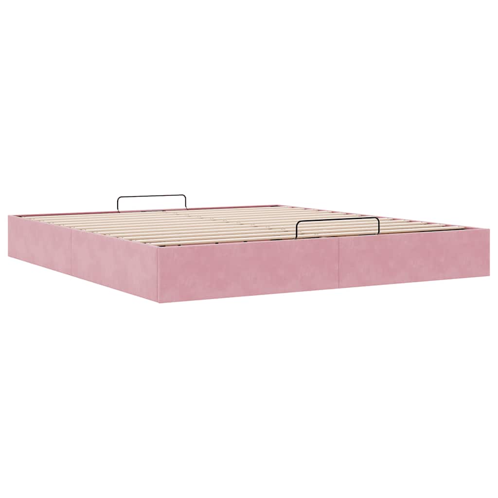 Struttura Letto Pouf senza Materasso Rosa 180x200 cm in Velluto - homemem39
