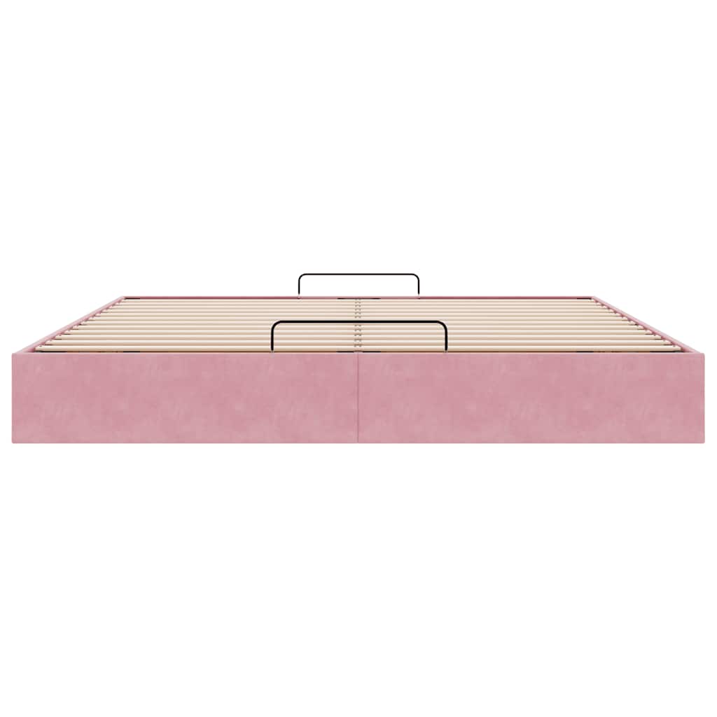 Struttura Letto Pouf senza Materasso Rosa 180x200 cm in Velluto - homemem39