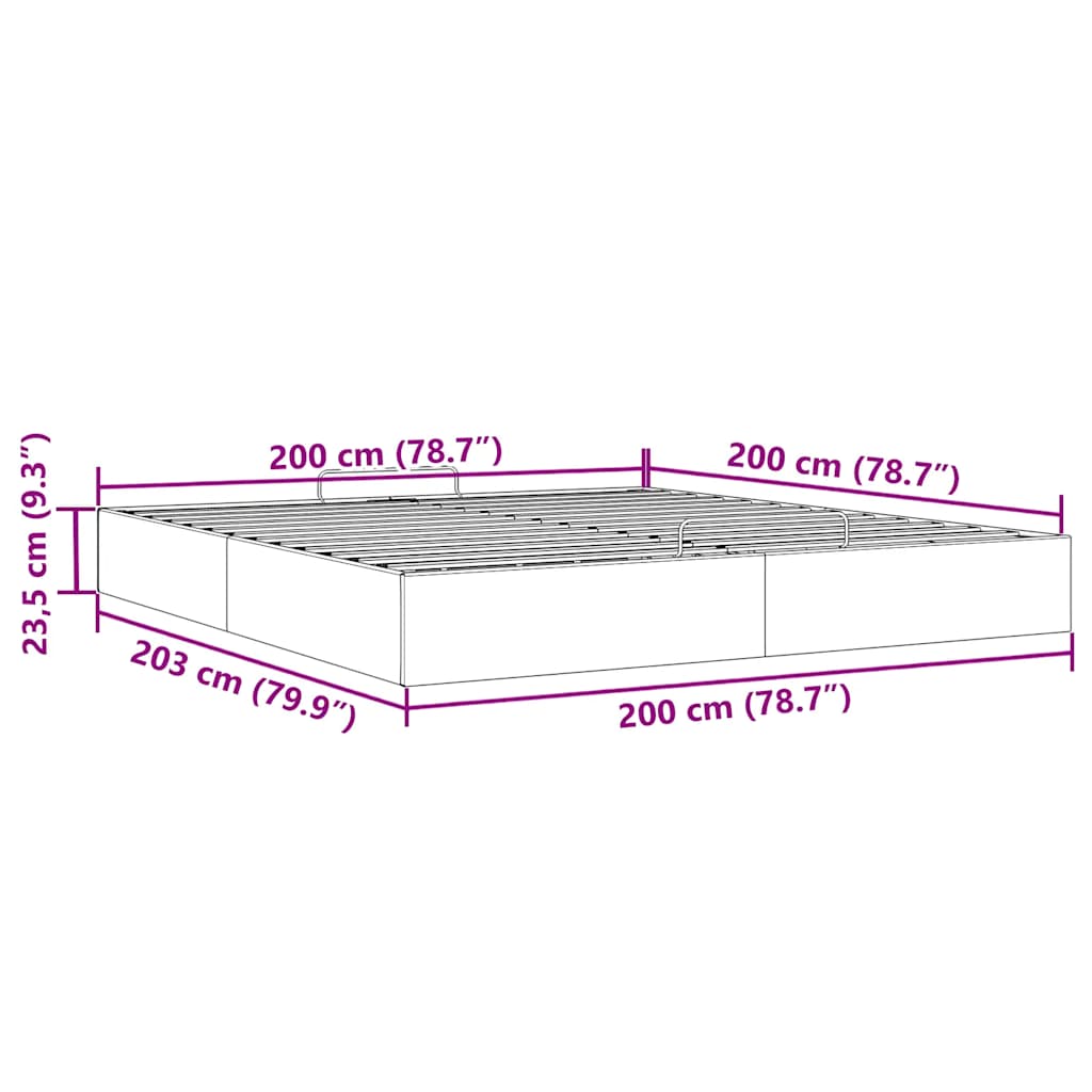 Struttura Letto Pouf senza Materasso 200x200 cm in Velluto