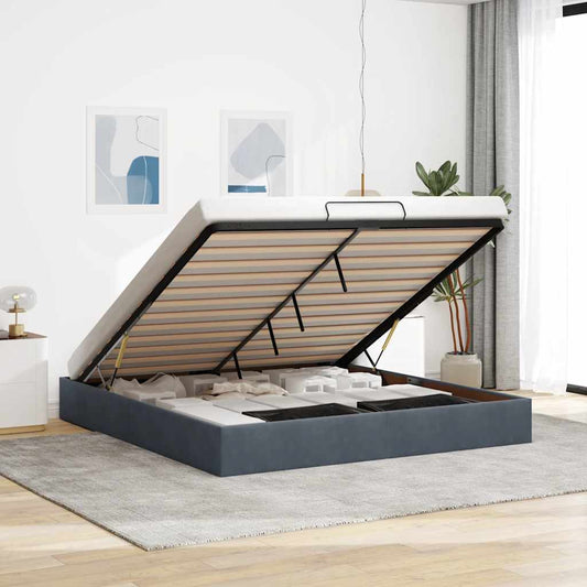 Struttura Letto Pouf senza Materasso 200x200 cm in Velluto | homemem39