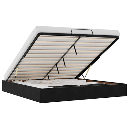 Struttura Letto Pouf senza Materasso Nero 200x200 cm in Velluto