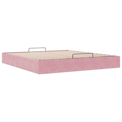 Struttura Letto Pouf senza Materasso Rosa 200x200 cm in Velluto