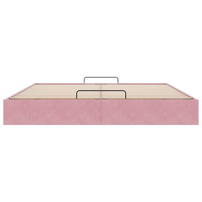 Struttura Letto Pouf senza Materasso Rosa 200x200 cm in Velluto