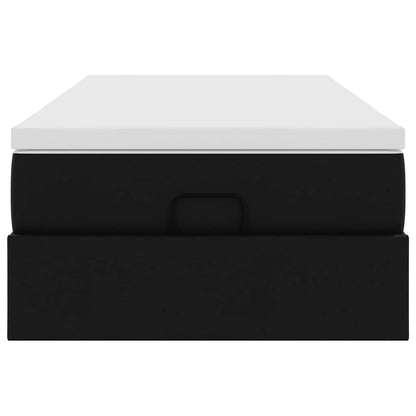 Struttura Letto Pouf con Materasso Nero 80x200 cm Similpelle