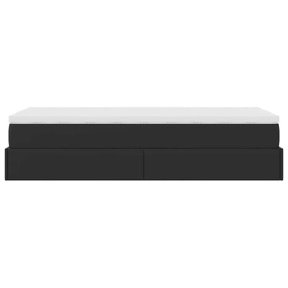 Struttura Letto Pouf con Materasso Nero 80x200 cm Similpelle