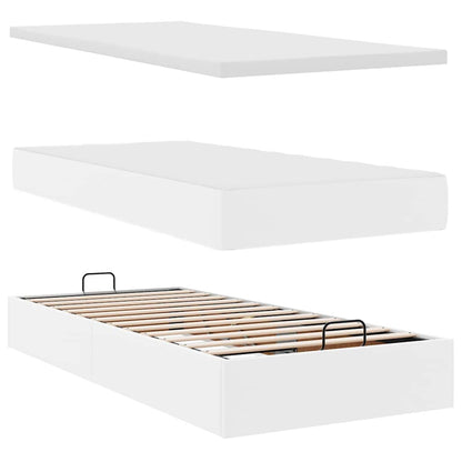 Struttura Letto Pouf con Materasso Bianco 80x200 cm Similpelle