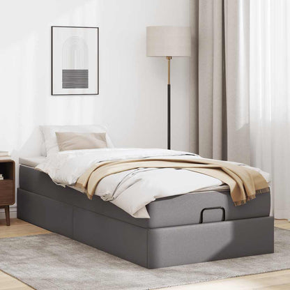 Struttura Letto Pouf con Materasso Grigio 80x200 cm Similpelle