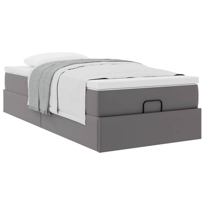 Struttura Letto Pouf con Materasso Grigio 80x200 cm Similpelle | homemem39