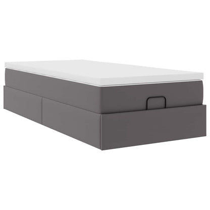 Struttura Letto Pouf con Materasso Grigio 80x200 cm Similpelle | homemem39