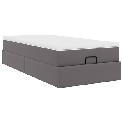 Struttura Letto Pouf con Materasso Grigio 80x200 cm Similpelle
