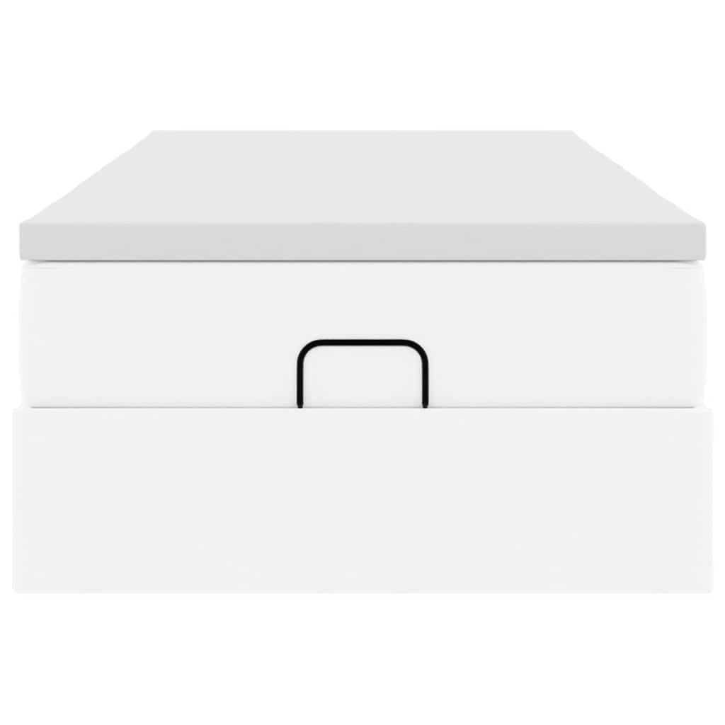 Struttura Letto Pouf con Materasso Bianco 90x190 cm Similpelle