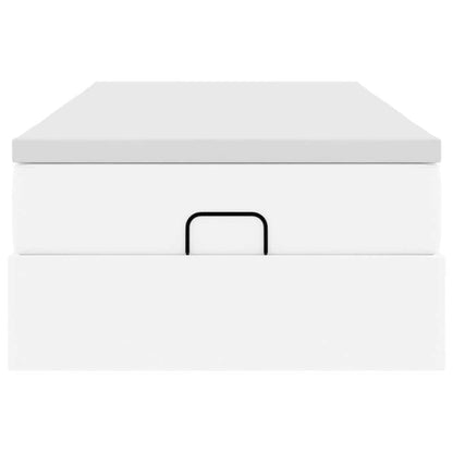 Struttura Letto Pouf con Materasso Bianco 90x190 cm Similpelle