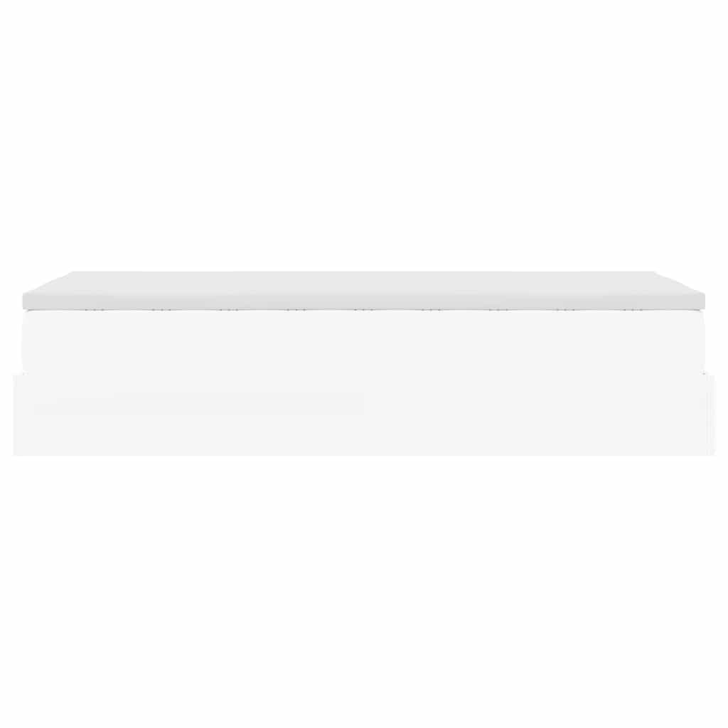 Struttura Letto Pouf con Materasso Bianco 90x190 cm Similpelle