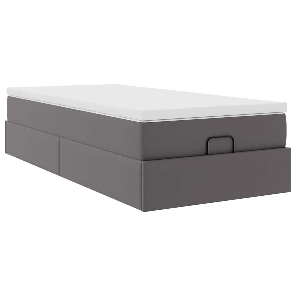 Struttura Letto Pouf con Materasso Grigio 90x190 cm Similpelle | homemem39