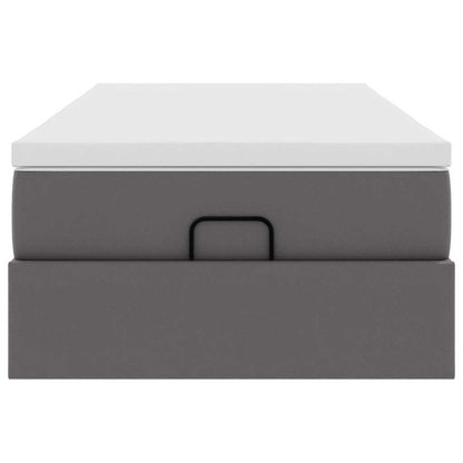 Struttura Letto Pouf con Materasso Grigio 90x190 cm Similpelle