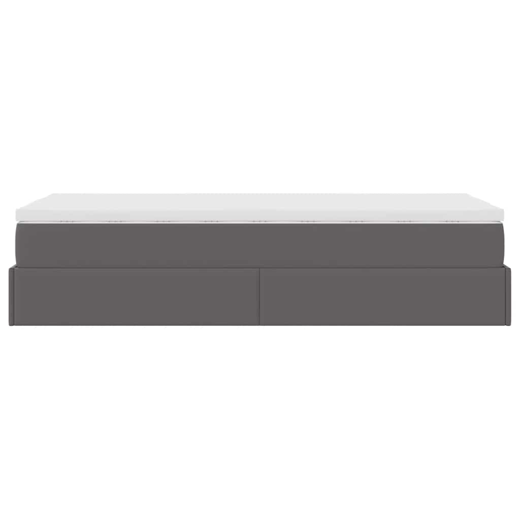 Struttura Letto Pouf con Materasso Grigio 90x190 cm Similpelle