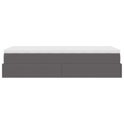 Struttura Letto Pouf con Materasso Grigio 90x190 cm Similpelle