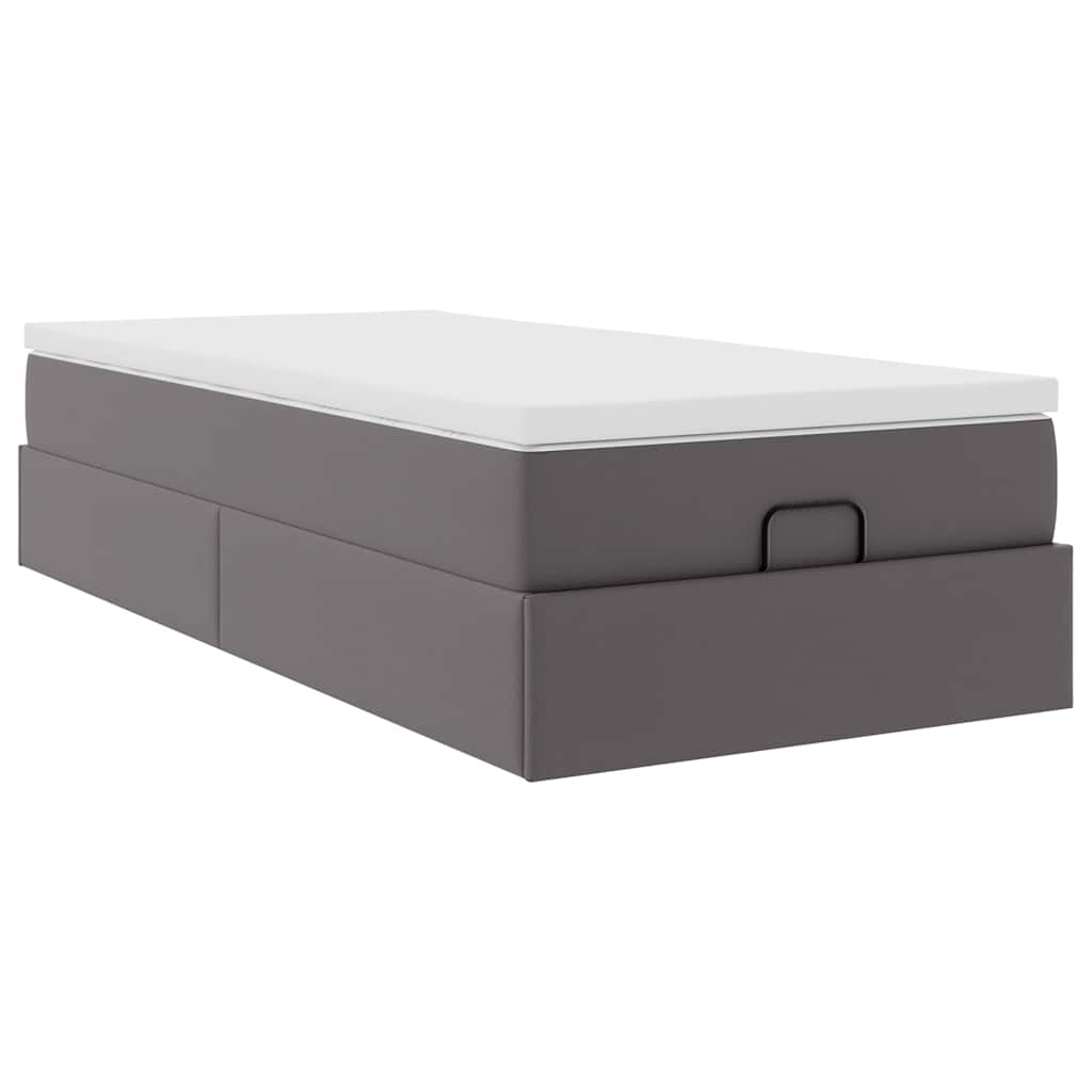 Struttura Letto Pouf con Materasso Grigio 90x200 cm Similpelle | homemem39
