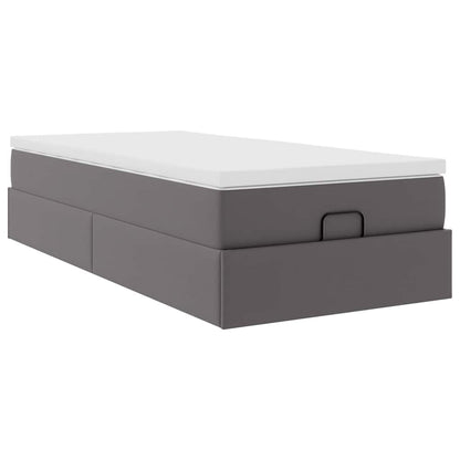Struttura Letto Pouf con Materasso Grigio 90x200 cm Similpelle | homemem39
